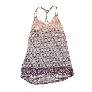 Rip Curl 60's Vintage Ombré Orange Burgundy Purple Camisole Mini Dress Size S
